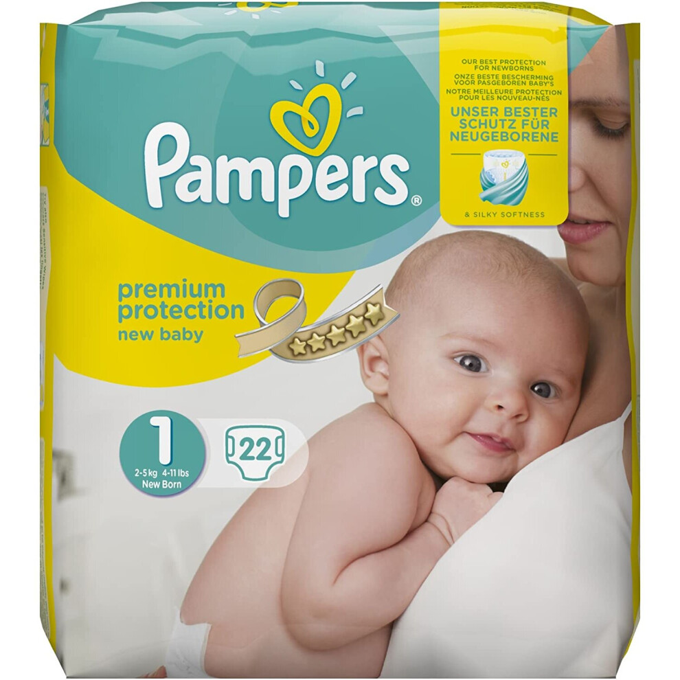 Premium Protection Pampers Size 1 Newborn (2-5 kg/4-11 lb Carrying Pack, 4  Pack (4 Packs of 22) on OnBuy