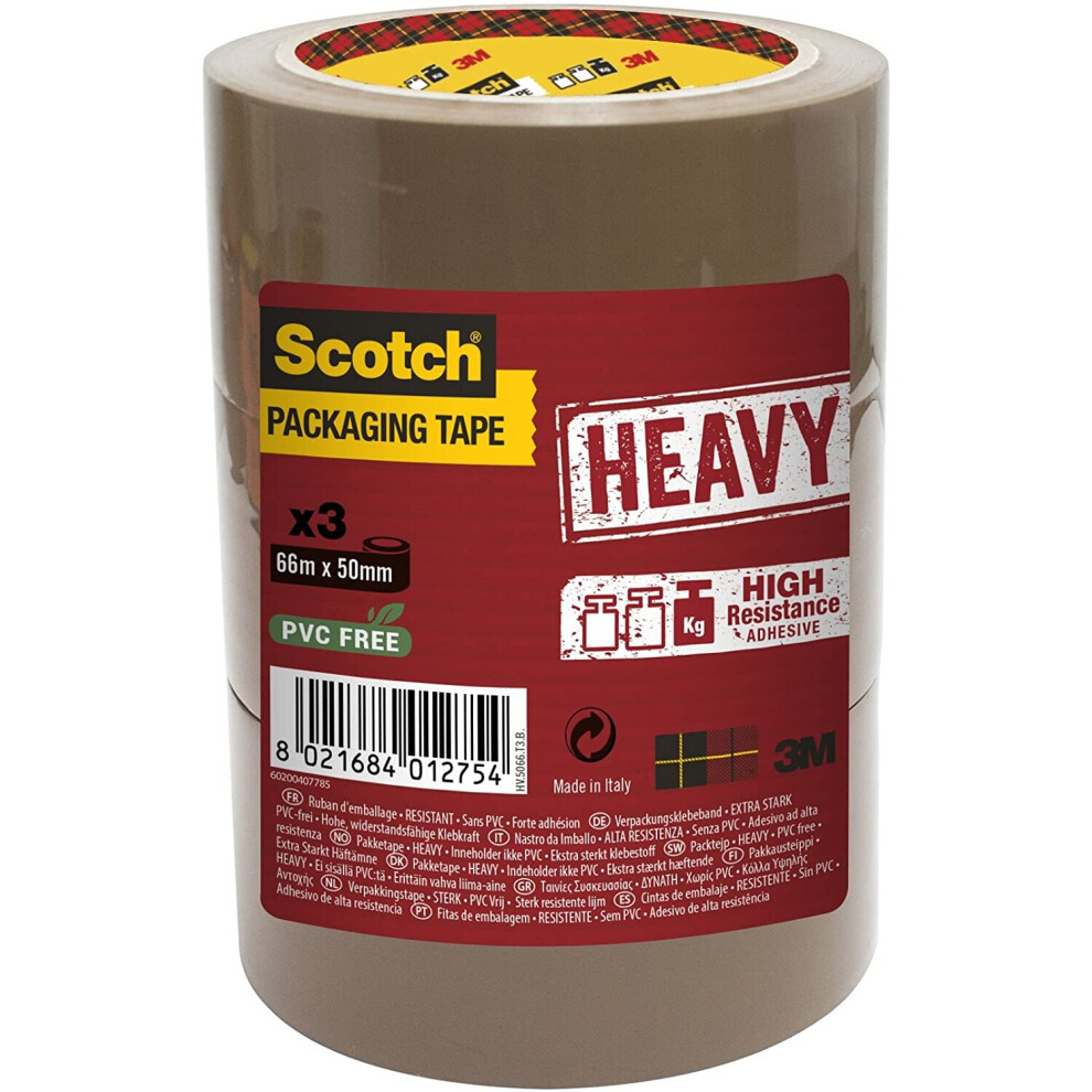 Scotch Packaging Tape Heavy Brown 50mm x 66m Pack 3 7100303336 38956MM - Image 4