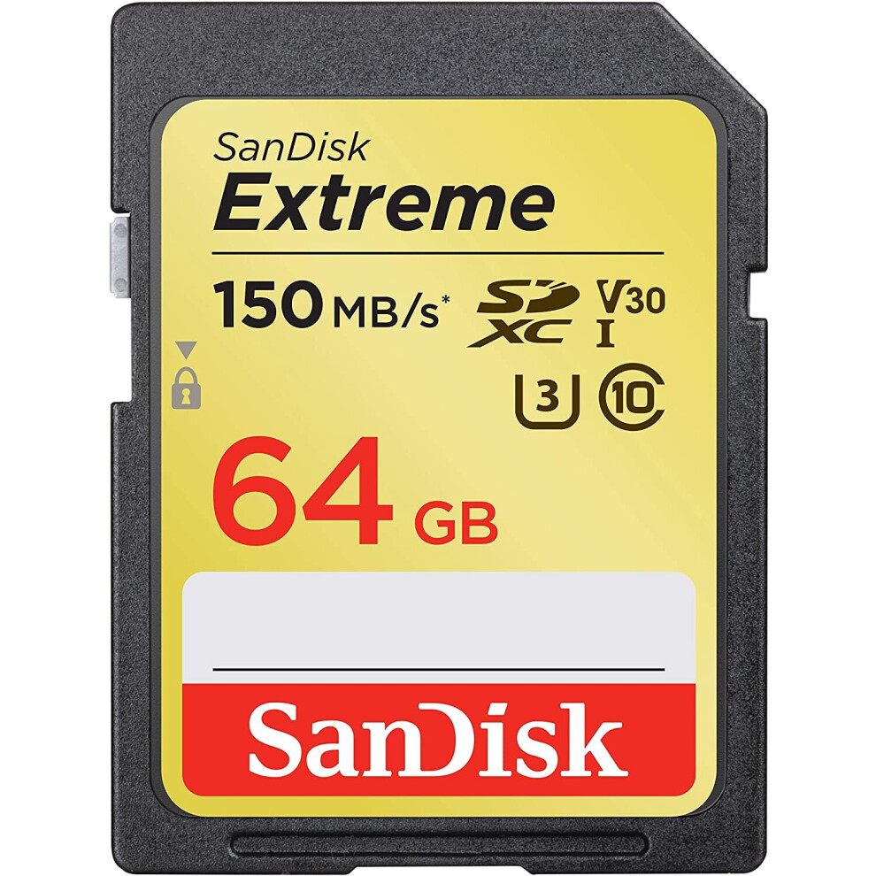 SanDisk Extreme 64GB SDXC Memory Card up to 150MB/s, Class 10, U3, V30