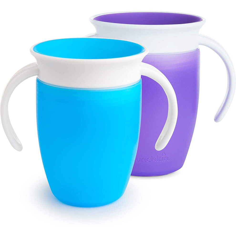 Munchkin Miracle 360 Trainer Cup, 7 Oz/207 Ml, Pack Of 2 Purple/Blue
