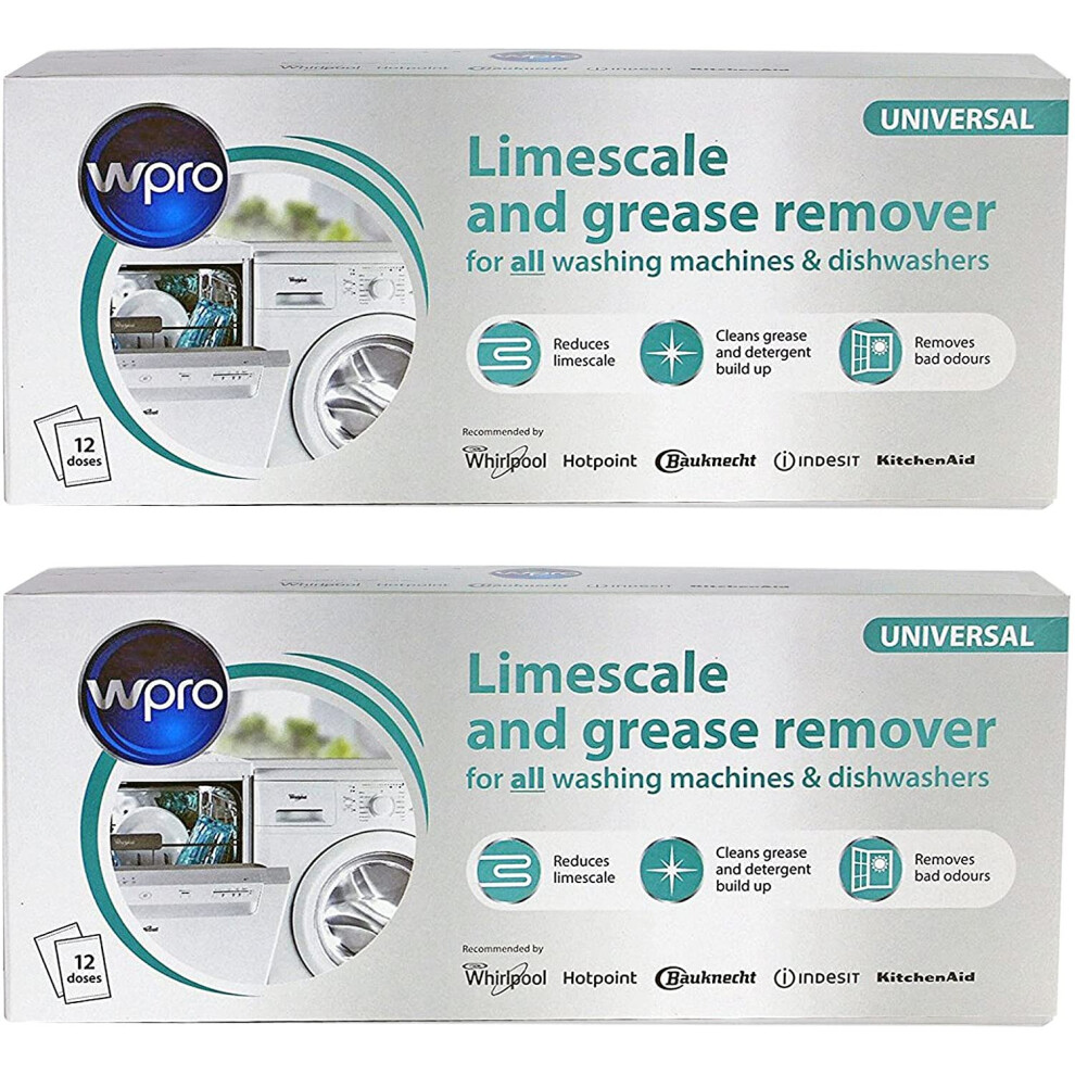 Hotpoint Washing Machine 3in1 Limescale Descaler & Detergent Remover 24 x 50g Sachets (2 Pack)