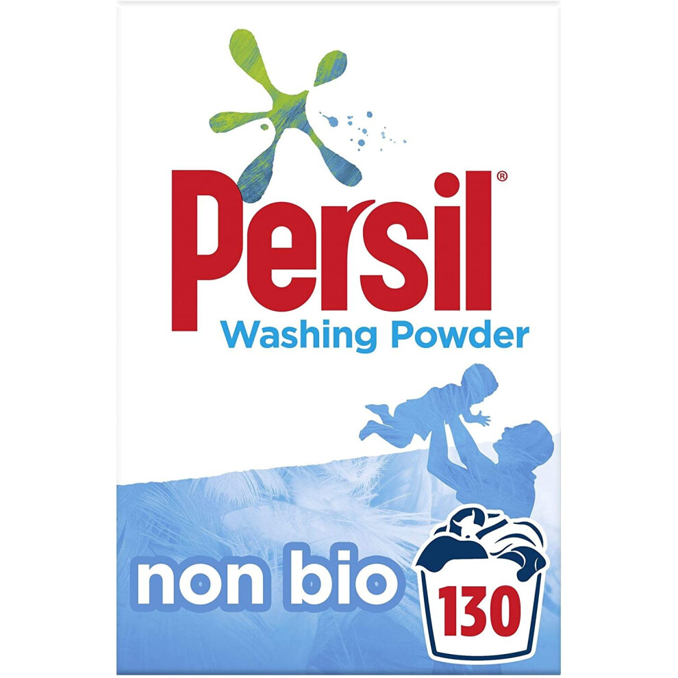 Persil Non Bio Tough on Stains, Kind Next to Sensitive Skin Fabric Cleaning Washing Powder 100% Recyclable Pack 130 Wash 8.385 kg