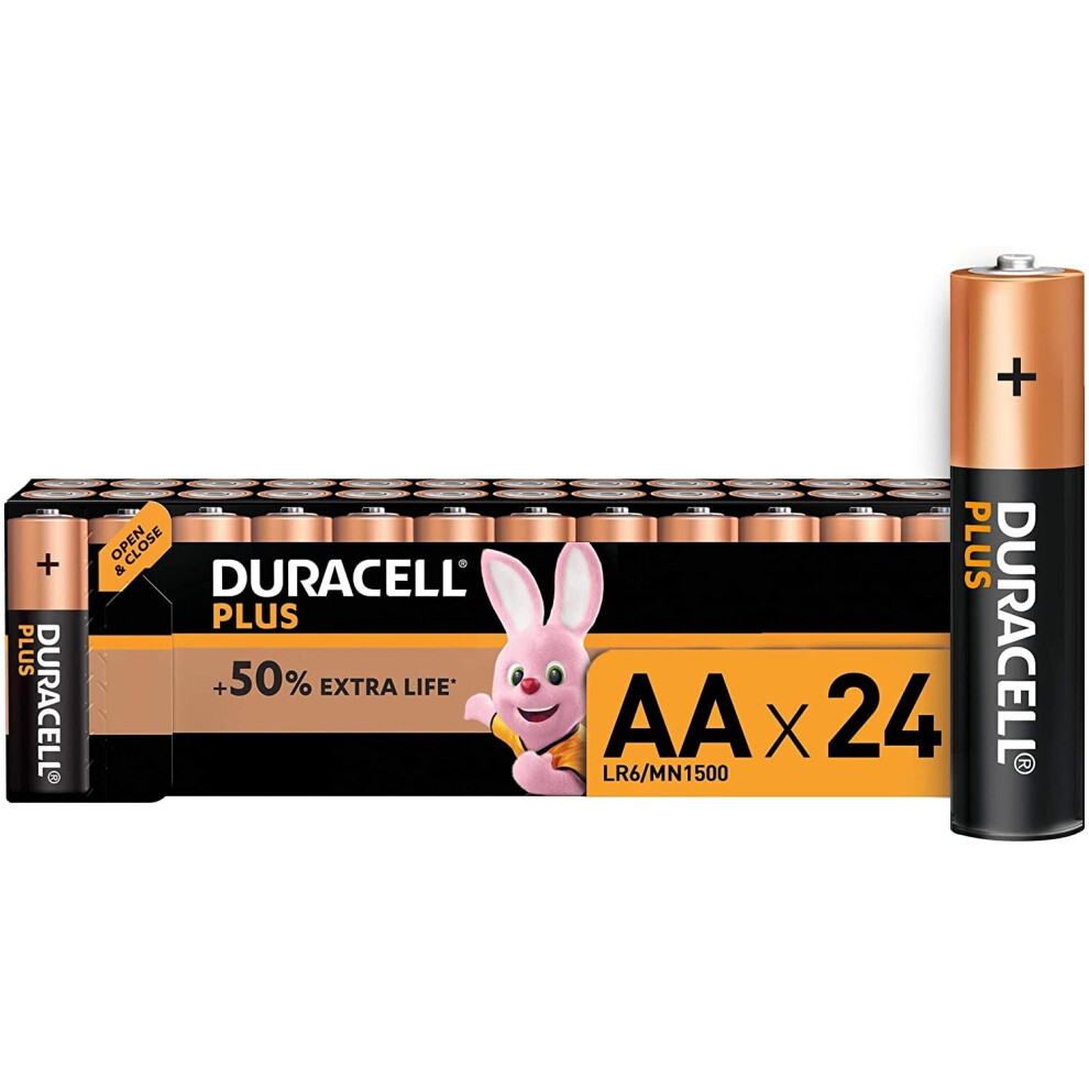 Duracell Plus AA Alkaline Batteries [Pack of 24], 1,5 Volts LR06 MN1500