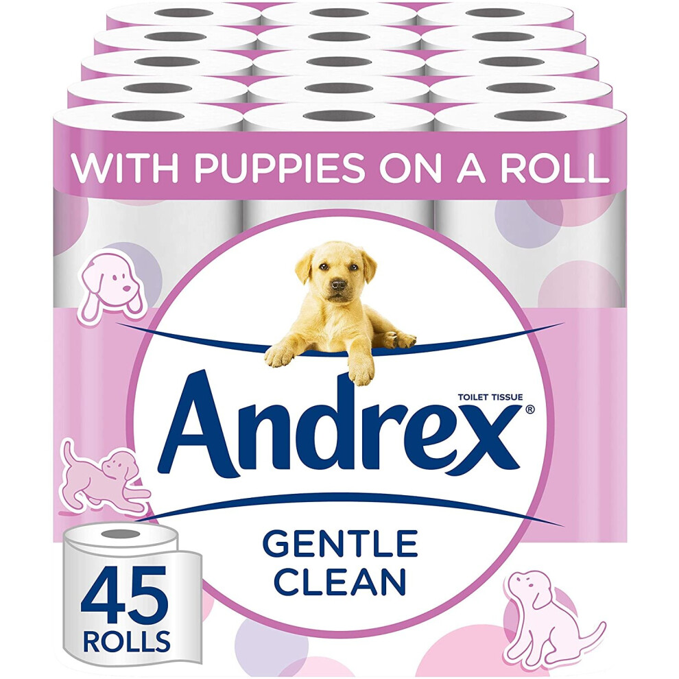 Andrex Toilet Roll - Gentle Clean Toilet Paper, 45 Toilet Rolls 