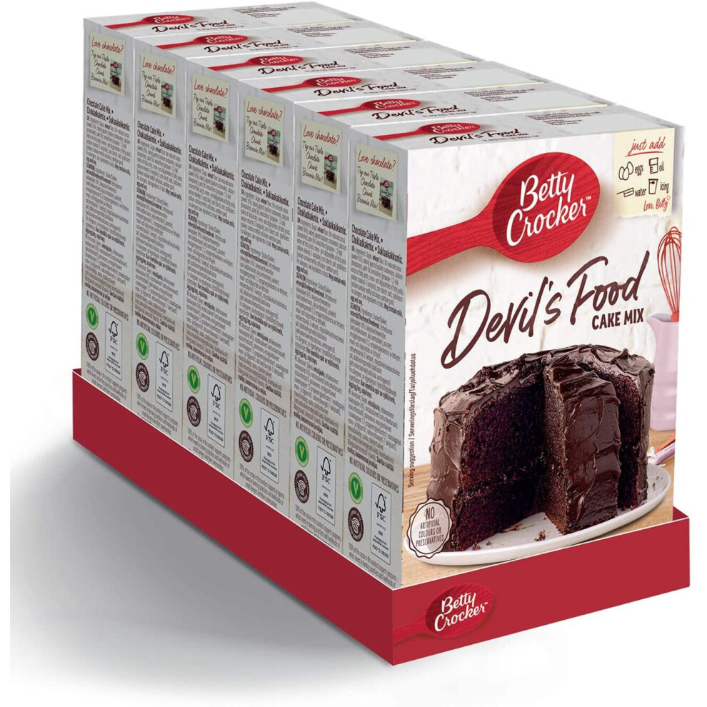 Betty Crocker Devil's Food Chocolate Cake Mix 425g (Pack of 6)