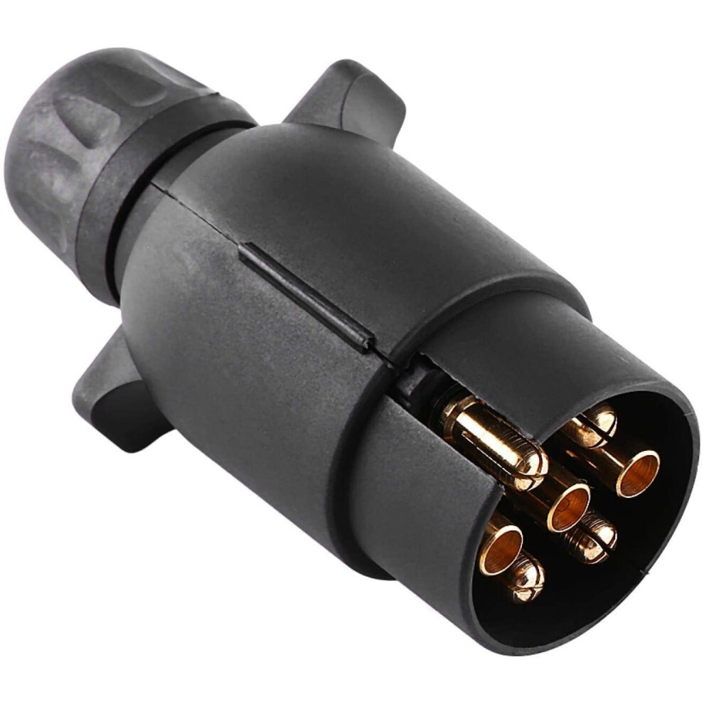 7 Pin Trailer Plug, Waterproof Plastic Round 7 Pin Trailer Plug Wiring Connector Trailer 7 Pin Plug Adapter N-Type For Trailers Semitrailers Black 700890390389
