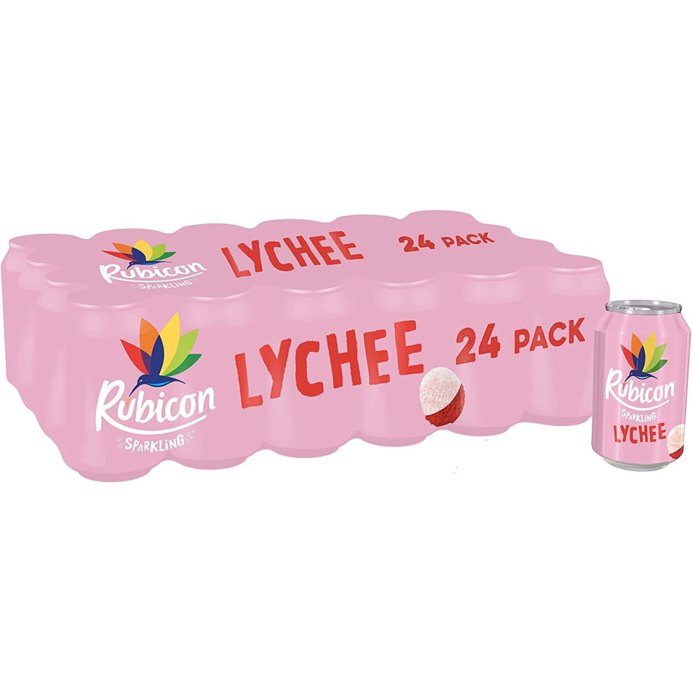 Rubicon Sparkling Lychee Fizzy Drink Cans, 330 ml, (Pack of 24)