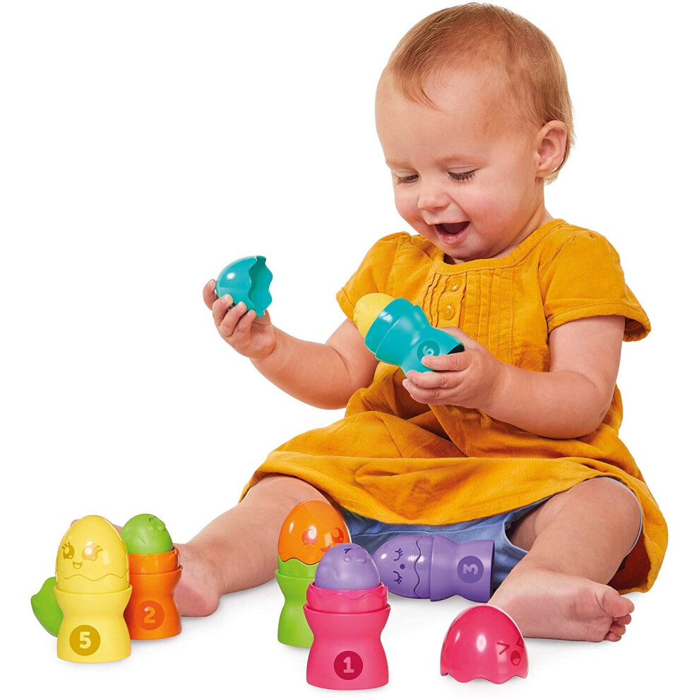 Toomies TOMY Baby Toy With 3 Squeaky Eggs And 3 Rattles, Shape Sorter For Toddlers, Attractive Sensory Toys For 6 Months-36 Months