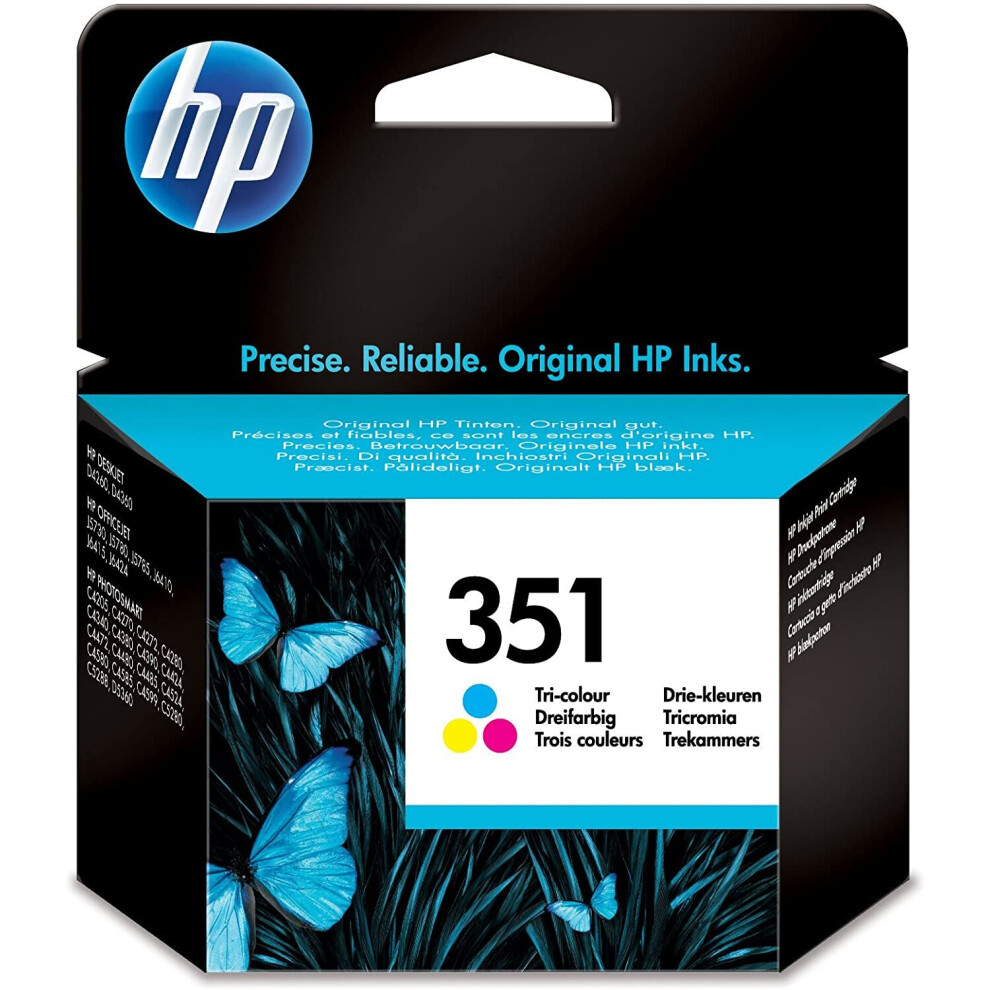 HP No.351 Tri-Colour Inkjet Print Cartridge with Vivera Inks (CB337EE) Deskjet/PSC/Photosmart/Officejet/Digital Copier printers - Easy Mail Packaging