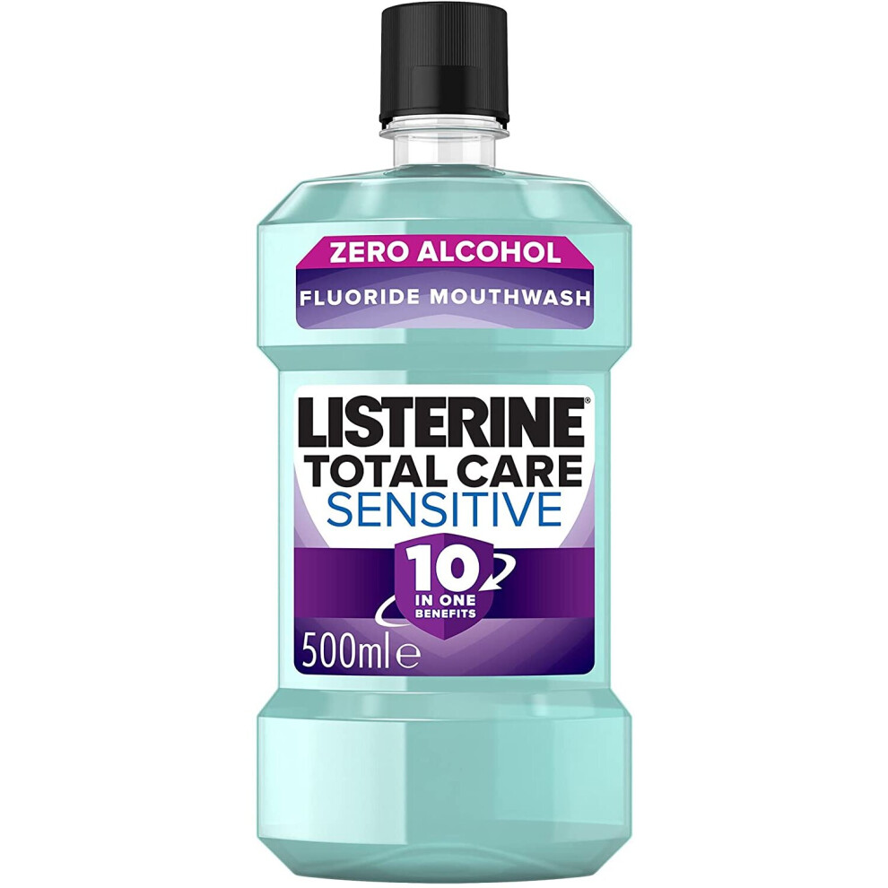 Listerine Total Care 10 in Sensitive Mouthwash, Blue, Mint, 500 Millilitre