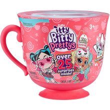 Itty Bitty Prettys Tea Party Surprise Teacup Dolls Playset (Series 1) by ZURU Toys for Girls (Over 25 Surprises) - Kitten and Princess Pink Larg