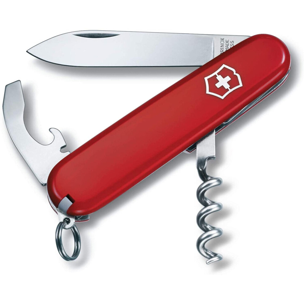 Victorinox Waiter Swiss Army Pocket Knife, Medium, Multi Tool, 9 Functions, Bottle Opener, Red