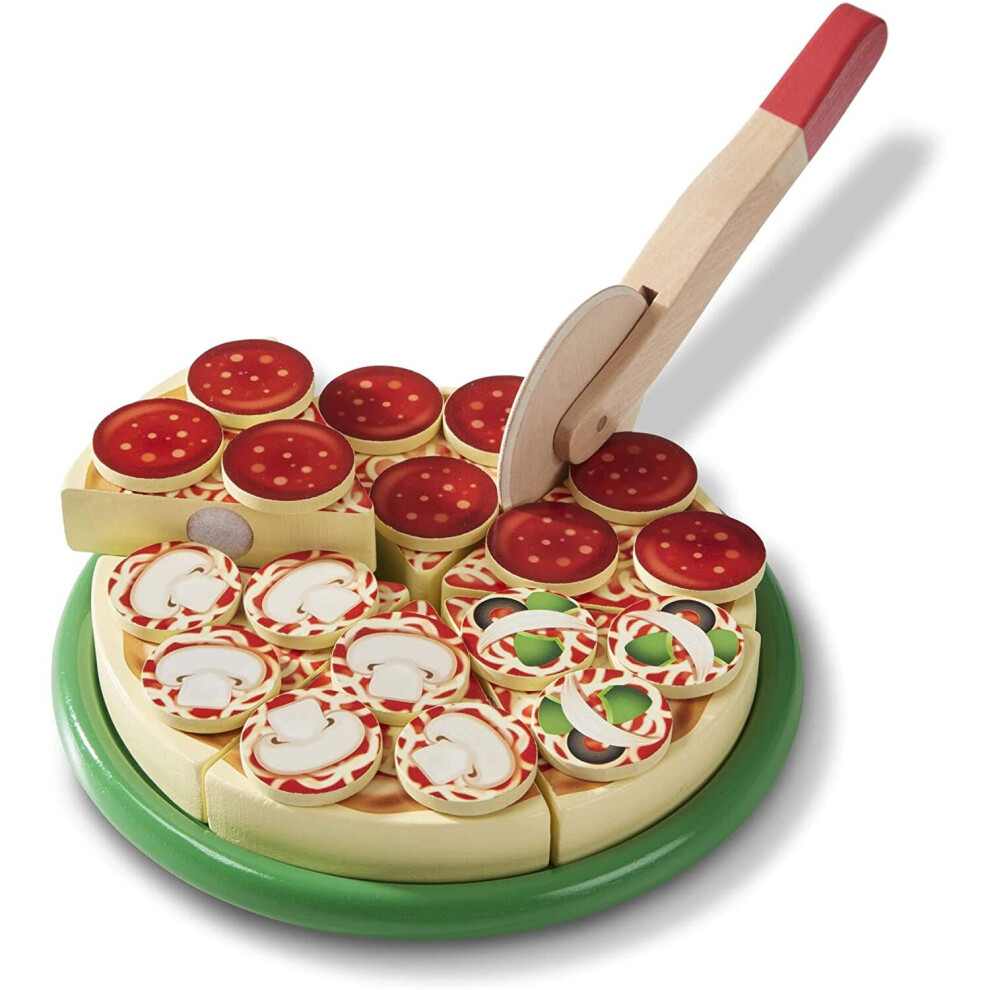 Melissa & Doug Wooden Pizza | Pretend Play | Play Food | 3+ | Gift for Boy or Girl