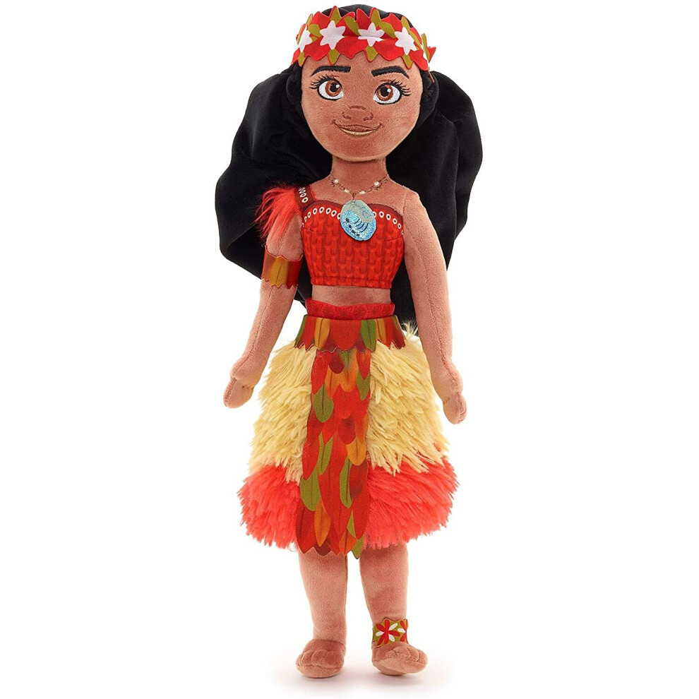 Disney Store Moana Soft Plush Toy Doll - 44cm 17inches made with soft-feel fabric with embroidered facial features, a 3D Heart of Te Fiti necklace and