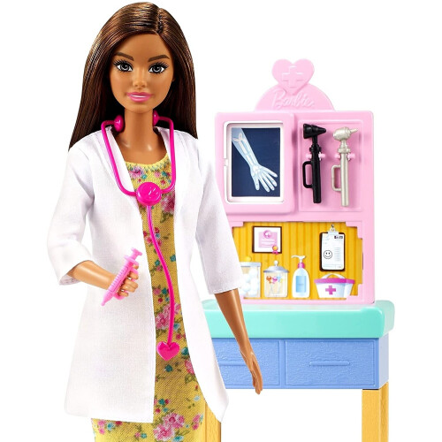 Barbie Barbie Bambola e Set Gioco, Tema Pediatra con Bambola, 1 Paziente, Mobili e Accessori 1