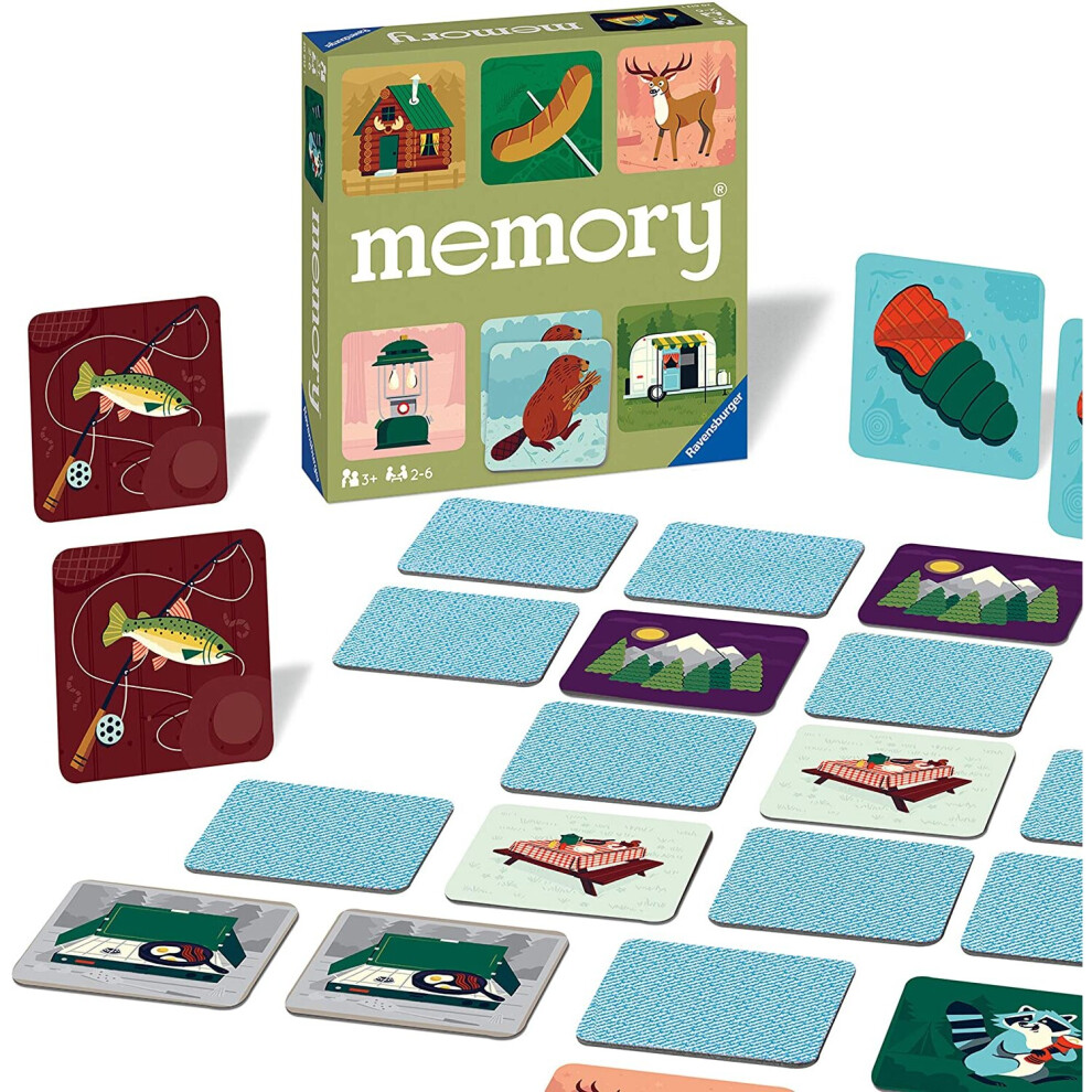 Ravensburger Camping Adventures Large Memory Game For Kids Age 3 Years and Up - A Classic Picture Snap Matching Pairs Activity