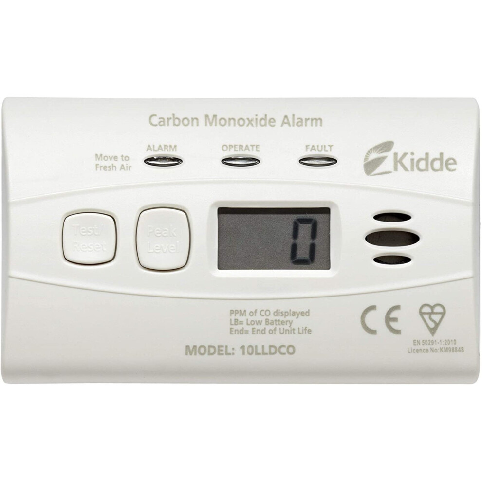 Kidde 10LLDCO Ten Year Life Carbon Monoxide Alarm Digital Display with Sealed Longlife Battery
