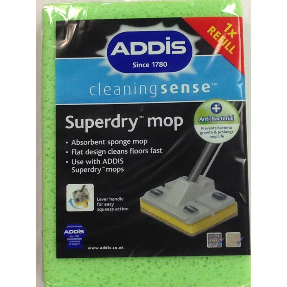 4 x Addis Superdry Anti Bacterial Flat Sponge Mop Refill Replacement