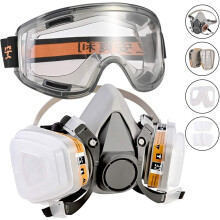Respirator Mask, Faburo Dust Gas Mask with Filter, Paint Mask, Chemical Mask for Dust, Organic Vapors, Chemicals Protection with Safety Goggles
