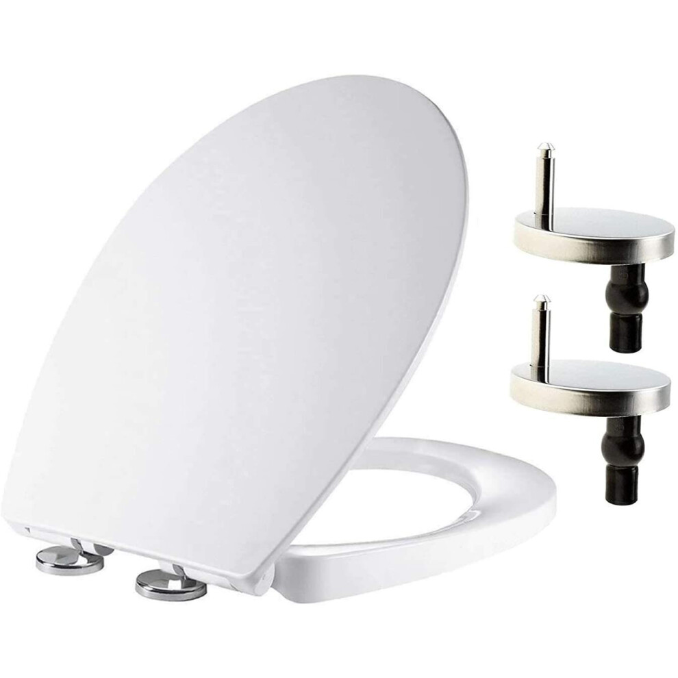 Toilet Seat With Soft Close, Quick Release For Easy Clean, Oval Toilet Seat, Standard Size Toilet Seat, Durable Loo Seat, Comes With Two Fitting 5057360123677