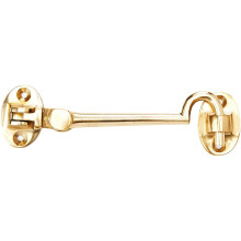 Merriway BH02549 Solid Brass Silent Cabin Door Hook and Eye Catch, 100mm (4 inch)