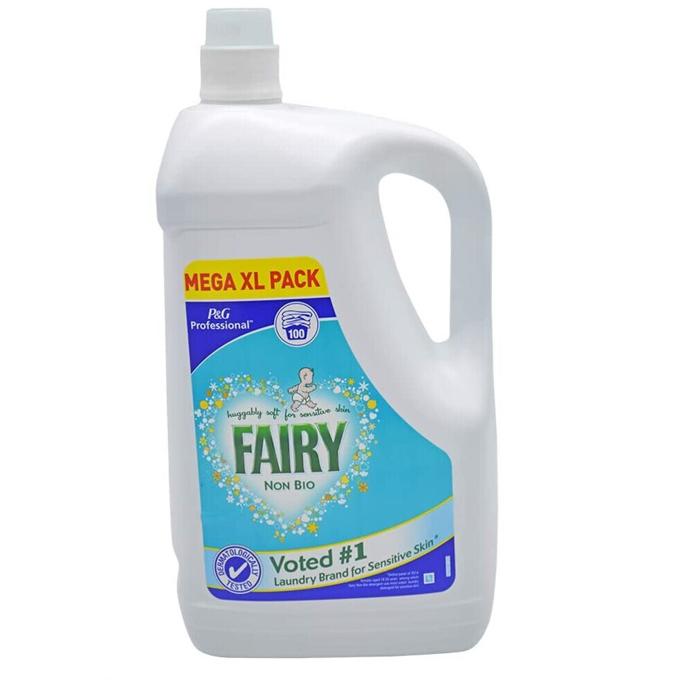 P&G Professional Fairy Non-Bio Laundry Detergent for Sensitive Skin 5 Litre (100 Washes) Dermatologically Tested