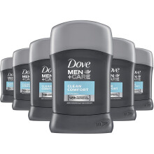 Dove Men+Care Clean Comfort stick deodorant with ¼ moisturising cream Antiperspirant Deodorant Stick 48-hour sweat protection 50 ml pack of 6