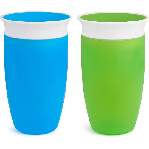 Munchkin Munchkin Miracle 360 Sippy Cup, Green/Blue, 10oz/296 ml, 2 Pack