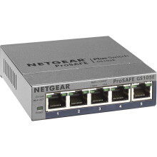 NETGEAR 5 Port Gigabit Ethernet Plus Network Switch (GS105Ev2) - Managed, Desktop or Wall Mount and Limited Lifetime Protection
