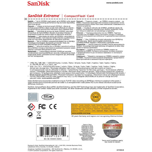 SanDisk SanDisk Extreme 64 GB UDMA7 CompactFlash Card - Black/Gold 2