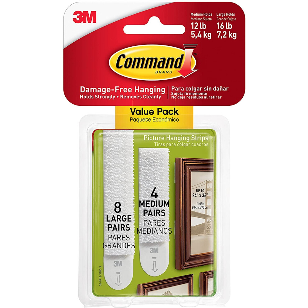 Command 17209 Picture Mounting Multi-Pack 4 X 2 M And 8 X 2 Strips Size L, Groã/Mittelgroã 5902658101199