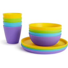 Munchkin Multi Toddler Dining Set, 12 Piece, Includes 4 Cups, 4 Bowls and 4 Plates