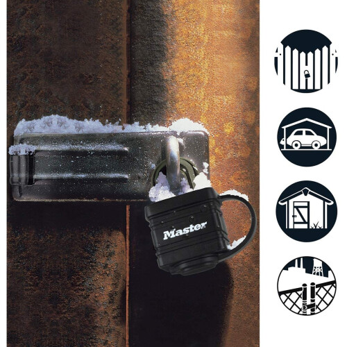 Master Lock Master Lock 7804704EURD Pack Including Door Hasp and Keyed Padlock, Black 2