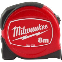 Milwaukee 0 48227708 Slimline Tape Measure 8m (Width 25mm) (Metric Only), Red, 8 Medium/ 25 mm