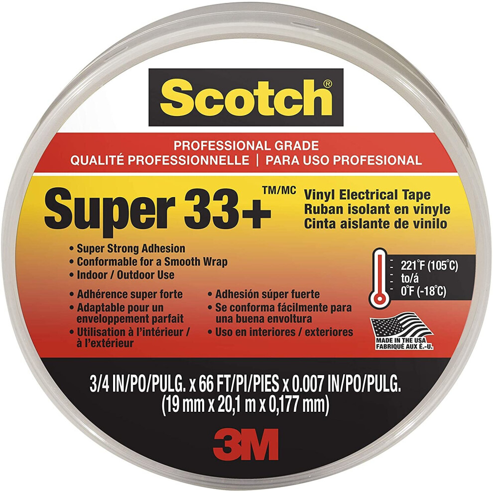 3M ScotchÂ© Super 33+ Vinyl Electrical Tape black 19 mm x 20 m