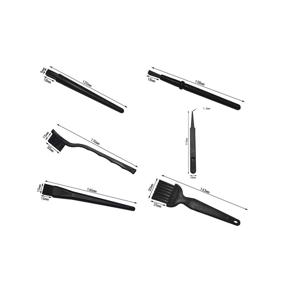 (6Pcs Set) Plastic Handle Brush Set For Cleaning Keyboard, Pcb, Motherboards, Tablet 695478697953