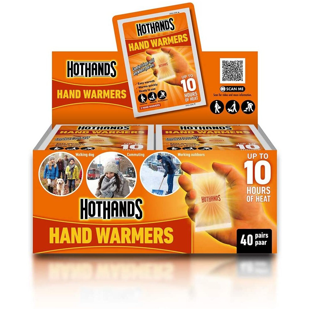 HotHands Hand Warmers - 40 pairs - 10 hours of heat - Air activated - Ready to use, 8368342