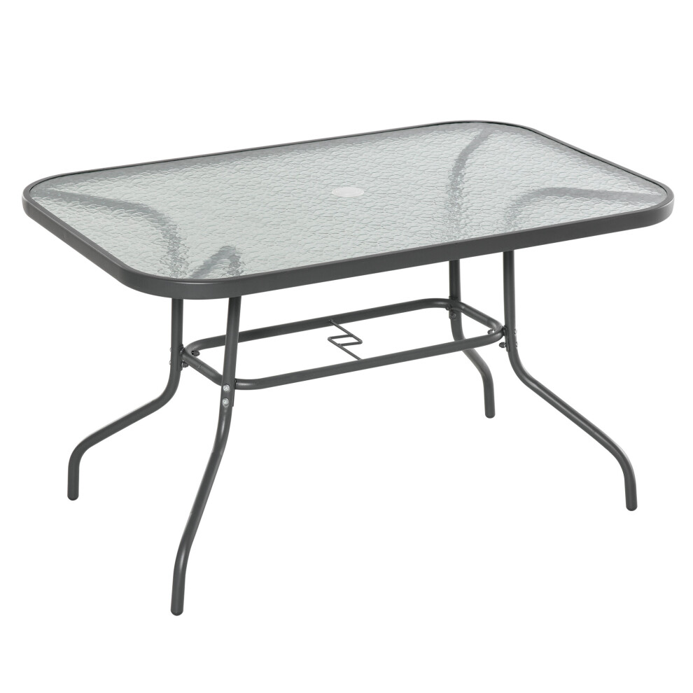 Outsunny Metal Garden Dining Table Outdoor Patio w/ Hole 120L x 80Wcm