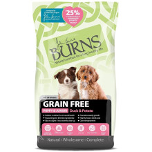 Burns Pet Nutrition Hypoallergenic Complete Dry Dog Food Puppy Grain Free Duck and Potato Grain Free 6 kg