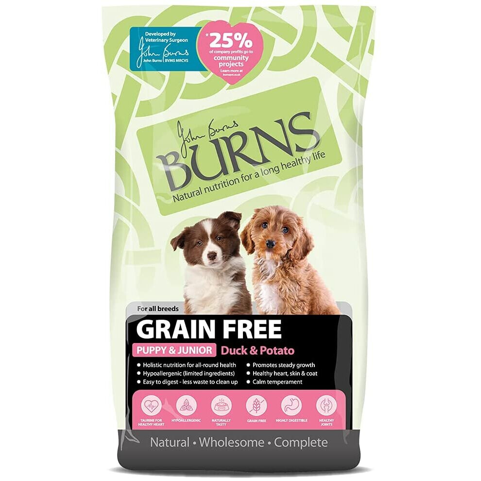 Burns Pet Nutrition Hypoallergenic Complete Dry Dog Food Puppy Grain Free Duck and Potato Grain Free 6 kg