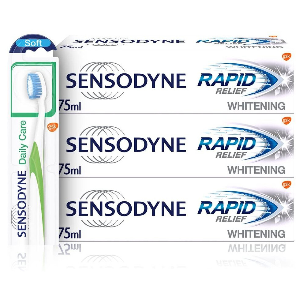 Sensodyne Sensitive Rapid Relief Whitening Toothpaste and Toothbrush Regime Kit