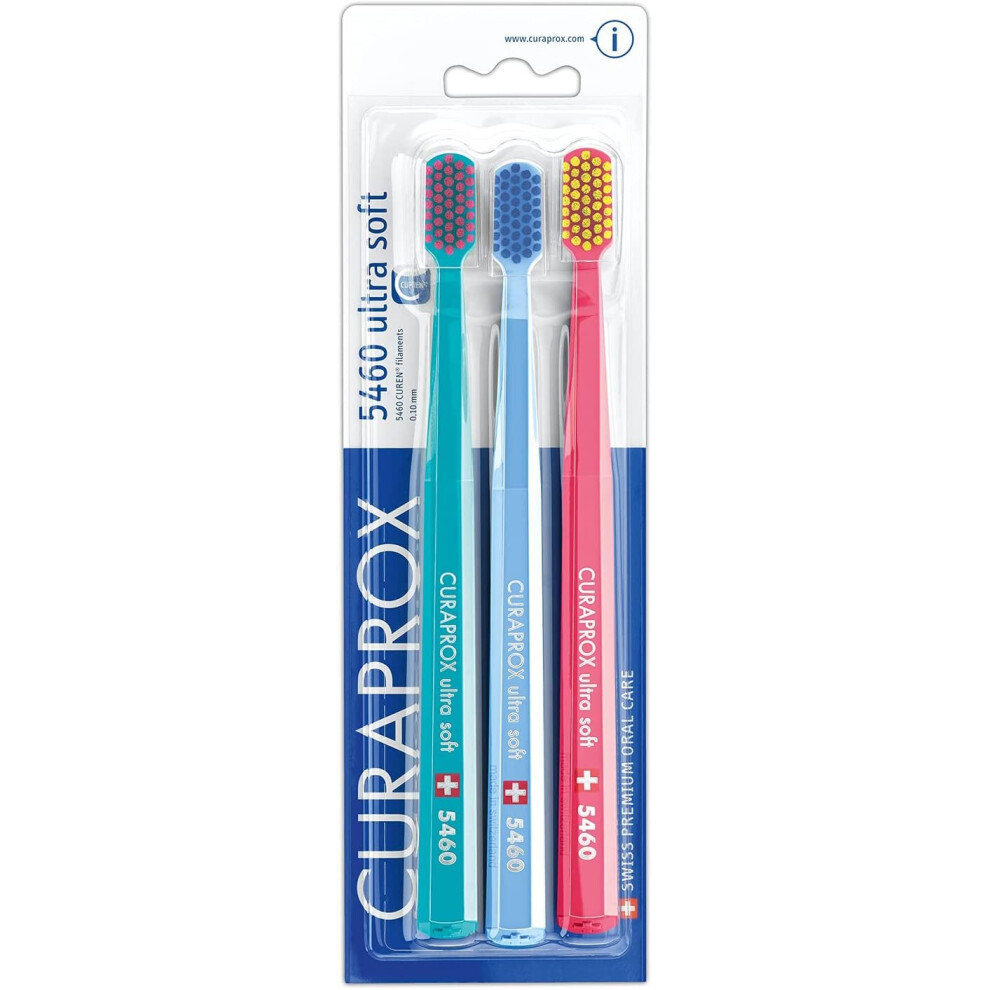 Curaprox Ulta Soft Toothbrush, Pack of 3, Colors may vary