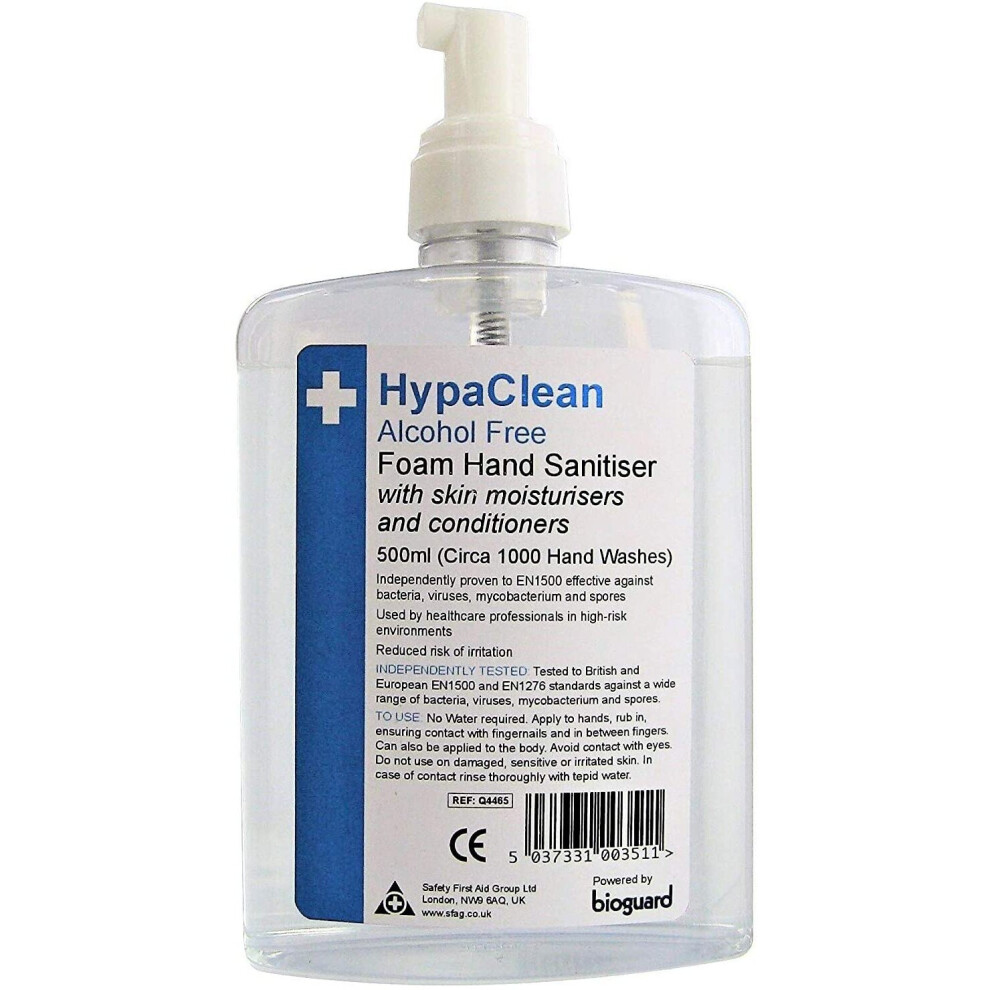 Safety First Aid Group Hypaclean Alcohol Free Foam Hand Sanitiser (500 Ml)