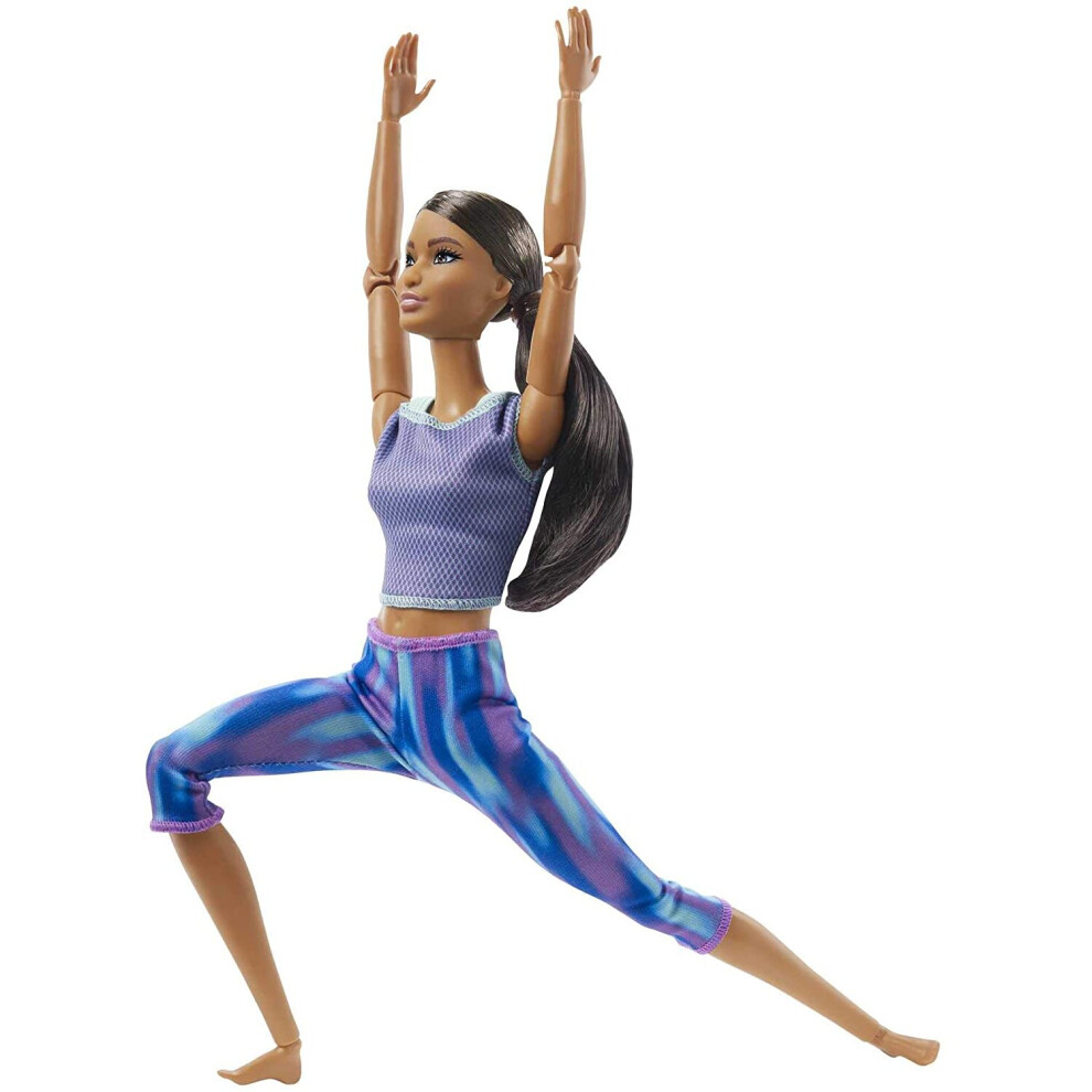 âBarbie Made to Move Doll with 22 Flexible Joints & Curly Brunette Ponytail Wearing Athleisure-wear for Kids 3 to 7 Years Old