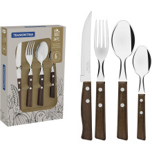 Tramontina 22299/050 24-Piece Cutlery Set - Stainless Steel Blades, Ipe Wood Handles, Eco-Friendly, Made in Brazil