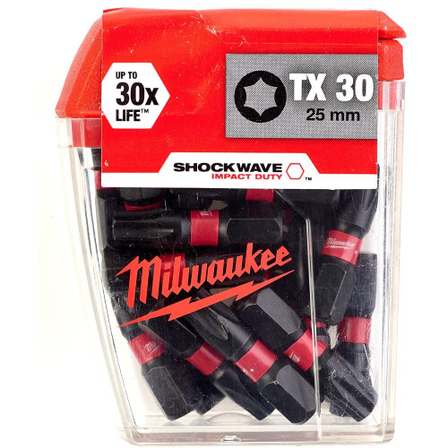 Milwaukee Milwaukee 4932430886 Shockwave Impact Duty Bits TX30 25mm (Pack 25)