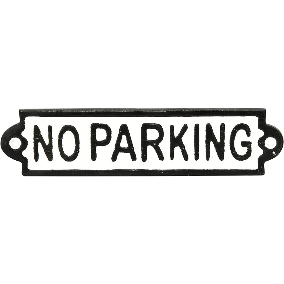 Rolson NO PARKING Cast Iron Sign, Black/White, 1 x 25 x 10.5 cm