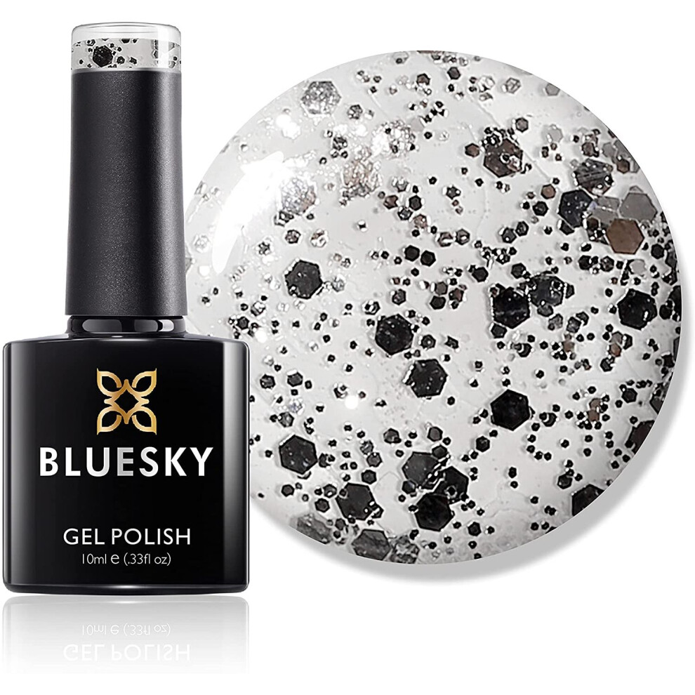 Bluesky Gel Nail Polish, Ice Superstar Dc001, Silver Glitter, Long Lasting, Chip Resistant, 10 ml (Requires Drying Under UV LED Lamp)