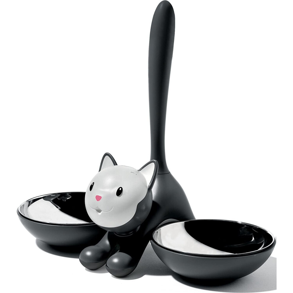 Alessi | Tigrito AMMI09 B - Design Cat Bowl, 18/10 Stainless Steel and Thermoplastic Resin, Black