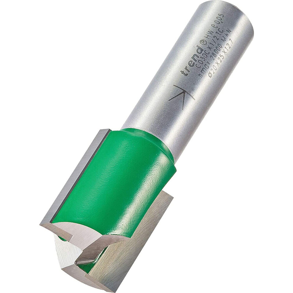 Trend Craft Pro 1/2" Shank Straight Router Cutter Bit-Ref: C030cx1/2Tc Diameter 20Mm Cutting Length 25Mm Tungsten Carbide Tipped, Dia X